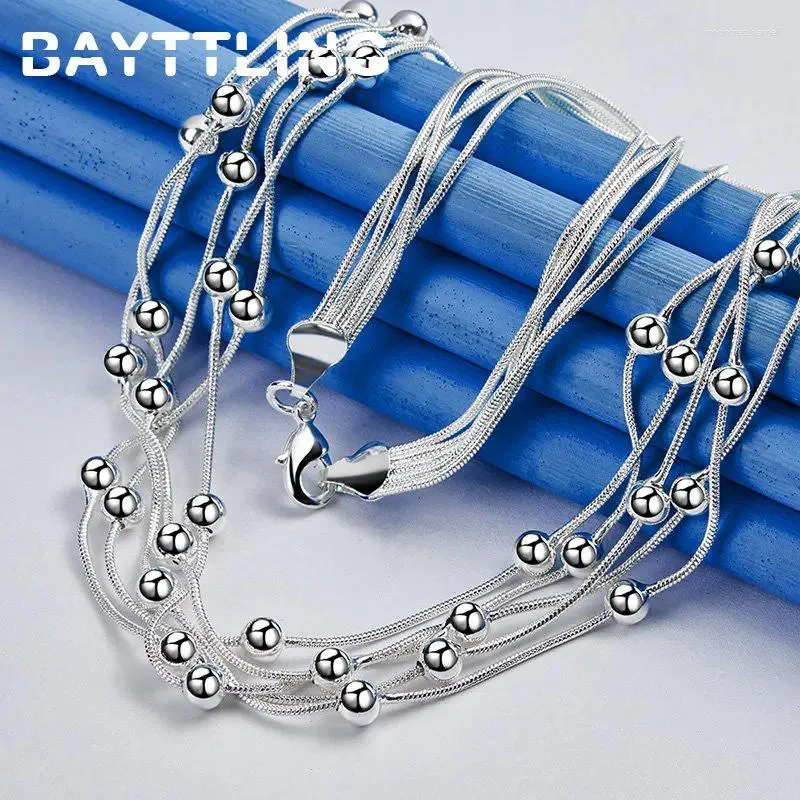 Pendants 925 Sterling Silver 18 Inches Charm Bead Chain Necklace For Women Fashion Wedding Party Engagement Gift Jewelry