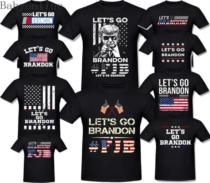 Lets Go Brandon Letter Black Tshirt American Flag Printing Casual Shortsleeved Tshirt Sports Tshirt Mężczyźni i kobiety mogą nosić 6406409