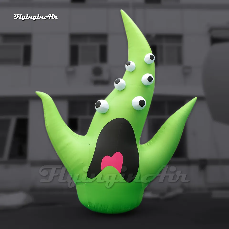Groothandel enge grote opblaasbare Ghost Halloween Green Monster Balloon met oogbollen met oogbollen voor tuindecoratie