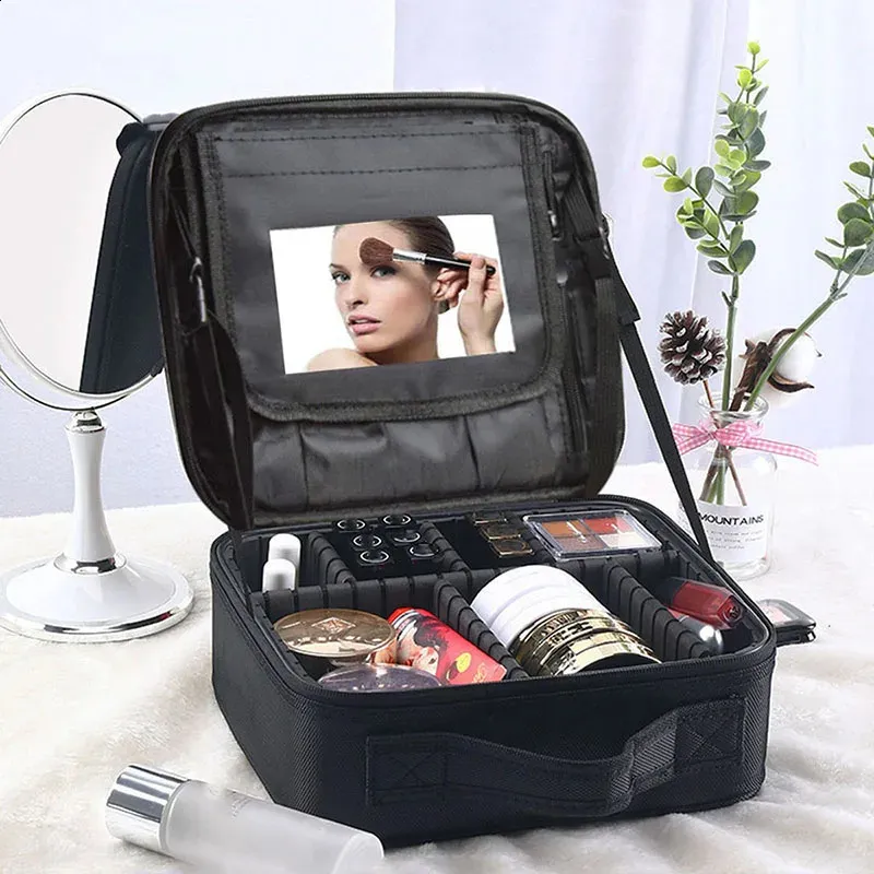 휴대용 전문 메이크업 가방 방수 여행 메이크업 가방 여성 거울 미러 네일 네일 도구 세트 240426