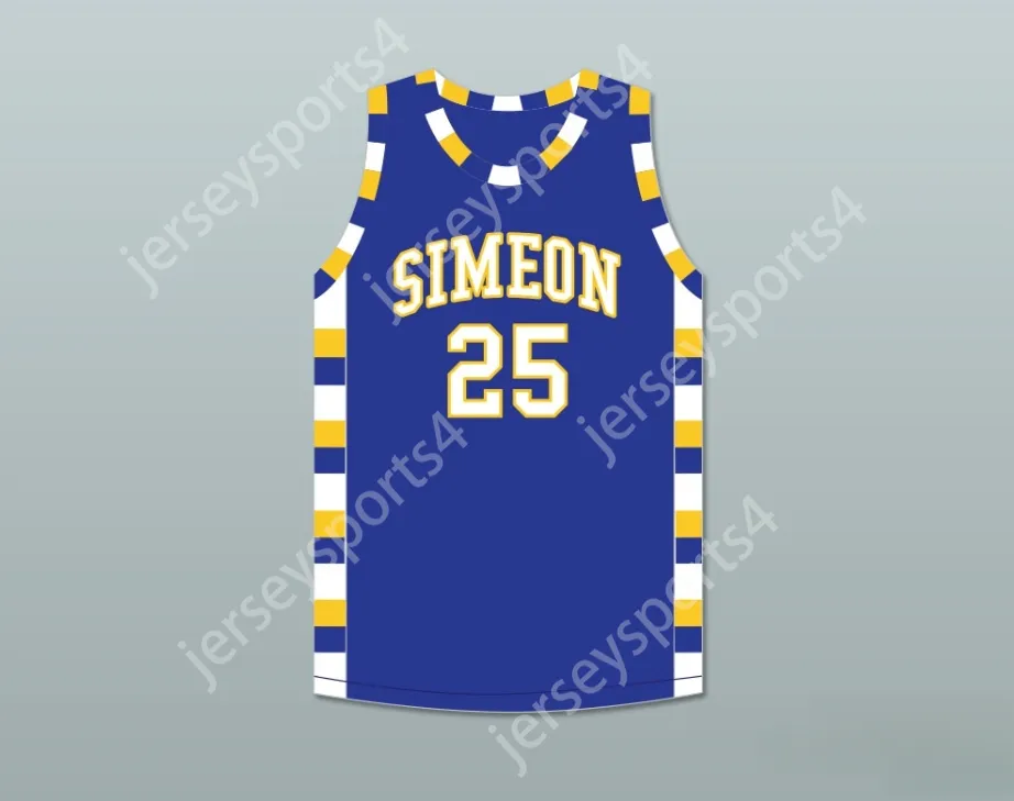 Custom Nay Mens Youth/Kids Ben 'Benji' Wilson 25 Simeon Career Academy Wolverines Royal Blue Basketball Jersey Top gestikt S-6XL