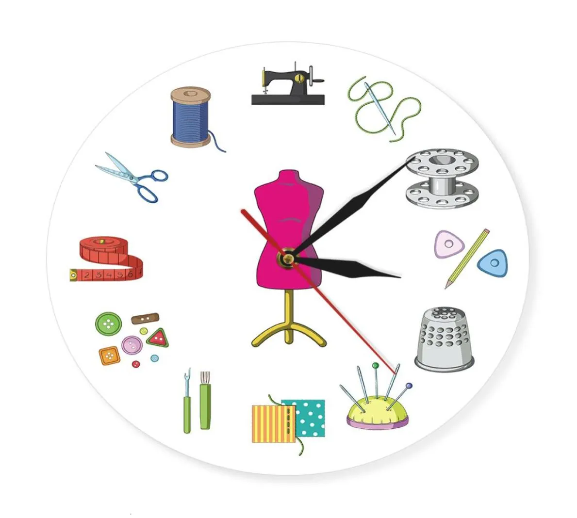 Sastre Shop Acolchado y Coser Tiempo Castresss Modern Wall Clock Personalice el signo de costura de la etiqueta PERSONALIZACIÓN CON Nombre CJ9708503