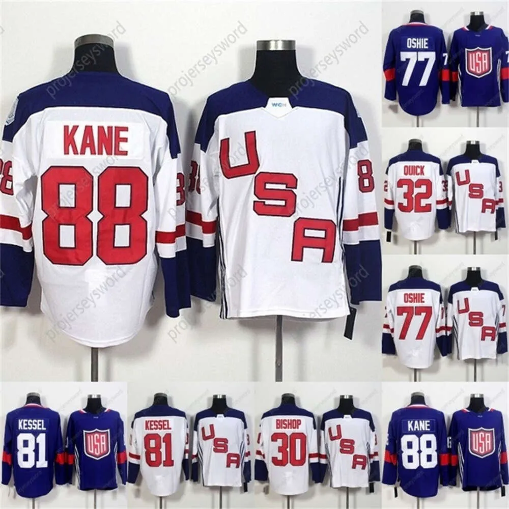 KOB 2016 Puchar Świata Blanka Drużyna USA Jerseys 32 Jonathan Quick 67 Max Pacioretty 77 TJ Oshie 81 Phil Kessel 88 Patrick Kane Hockey Jersey