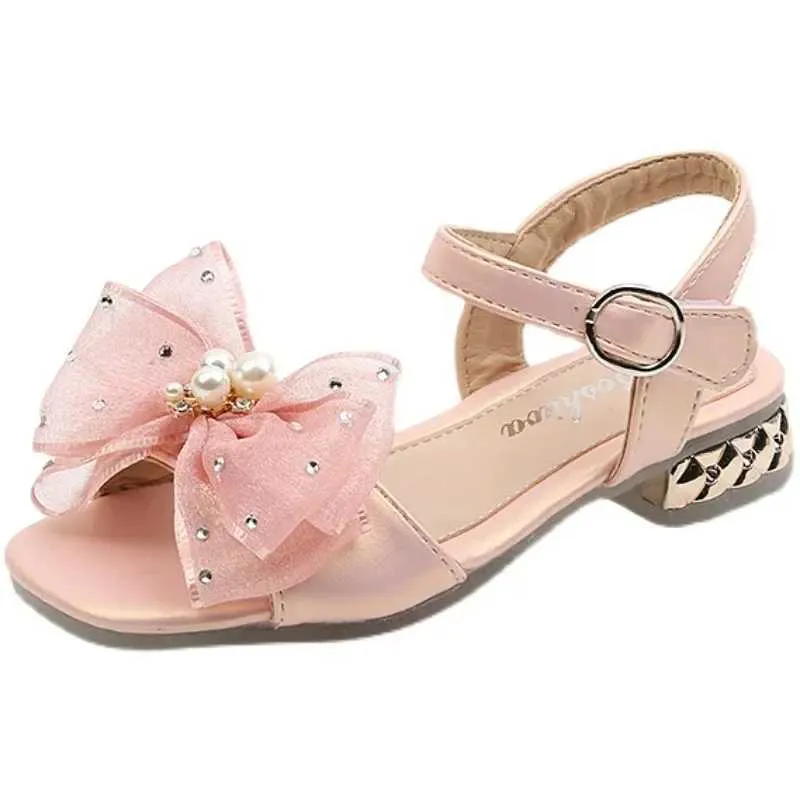 Sandales 2024 Girl Princess Chaussures coréen Soft Sole Baby Casual Shoe Bow Kid for Fashion Women Sandal Sandalias H240504