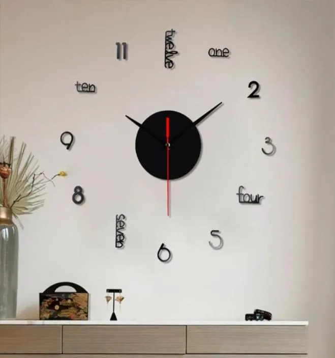 Orologi da parete 80 cm Quarzo fai -da -te Acrilico 3D Big Decorative Mirror Speconers Overgedize oversize Reloj de Pared4028274