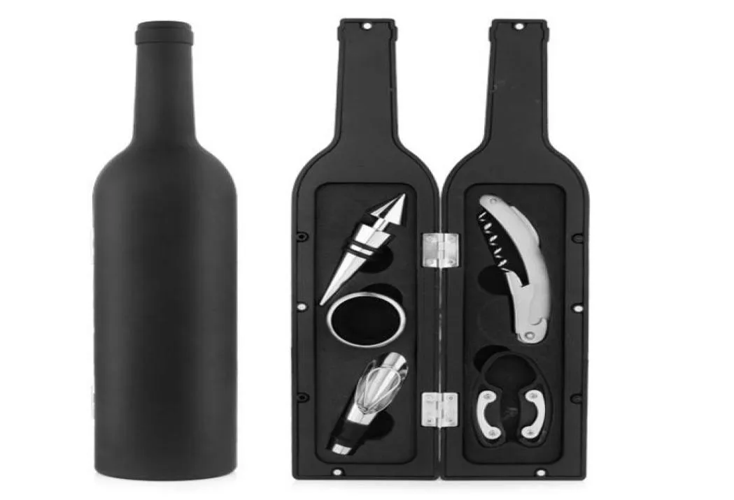 5in1 Conjunto de presentes em forma de garrafa de vinho Openstopperdrip ringfoil cutterpourerCorkscrewwine ferramentas Defina acessórios de barra de barra6221999