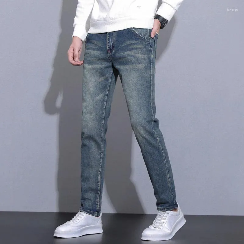 Jeans masculin denim élastique décontracté de haute qualité pantalon coréen slim marque confortable mode dropship pantalon masculin