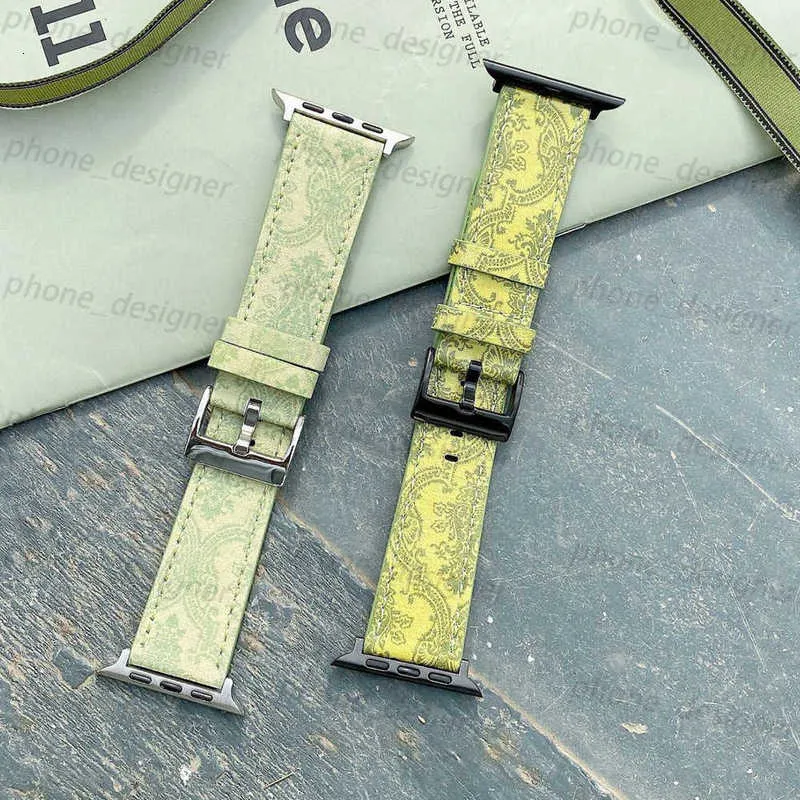 Luxe letterpatroon lederen band voor Apple Watch Band Series 6 5 4 3 2 40mm 44 mm 38 mm 42 mm armband Designer Watchbands