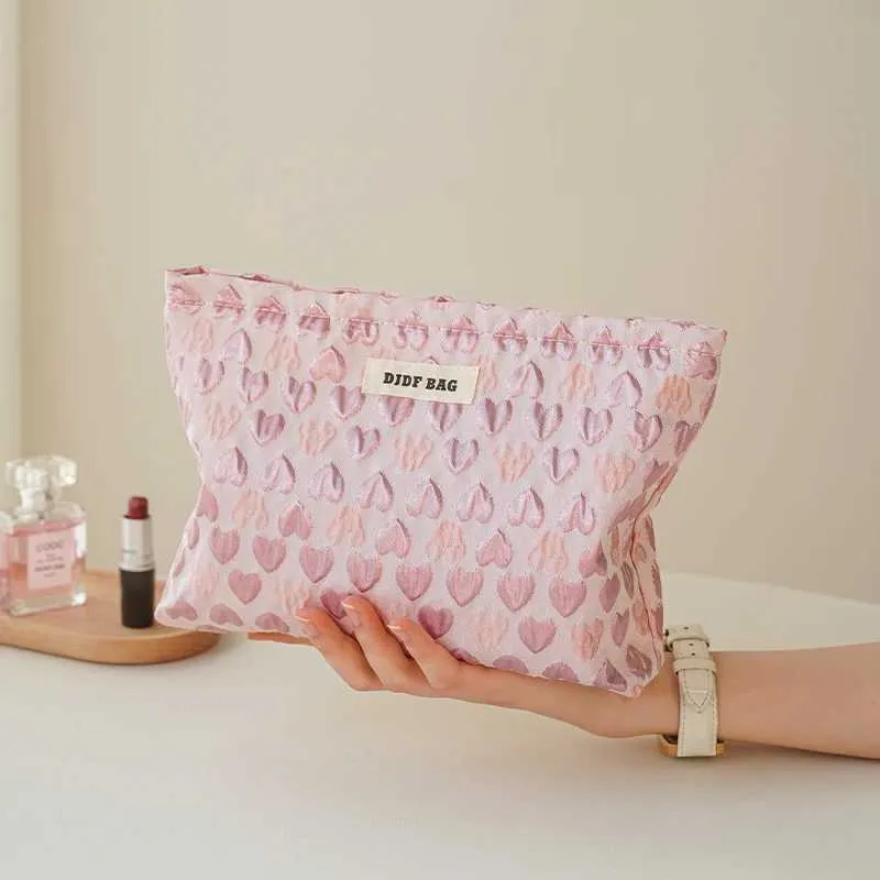 Organizador cosmético Pink Love Saco de cosméticos femininos de grande capacidade Cosméticos Cuidados com a pele Bolsa de armazenamento Bolsa de produtos de higiene pessoal Handy