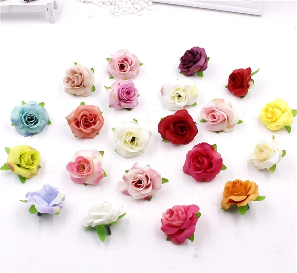 20pcs frische und künstliche Blumen kleine Tee -Knospen -Simulation kleiner Tee Rose Seidendekoration Blumenkopf DIY Accessoires D1903990501
