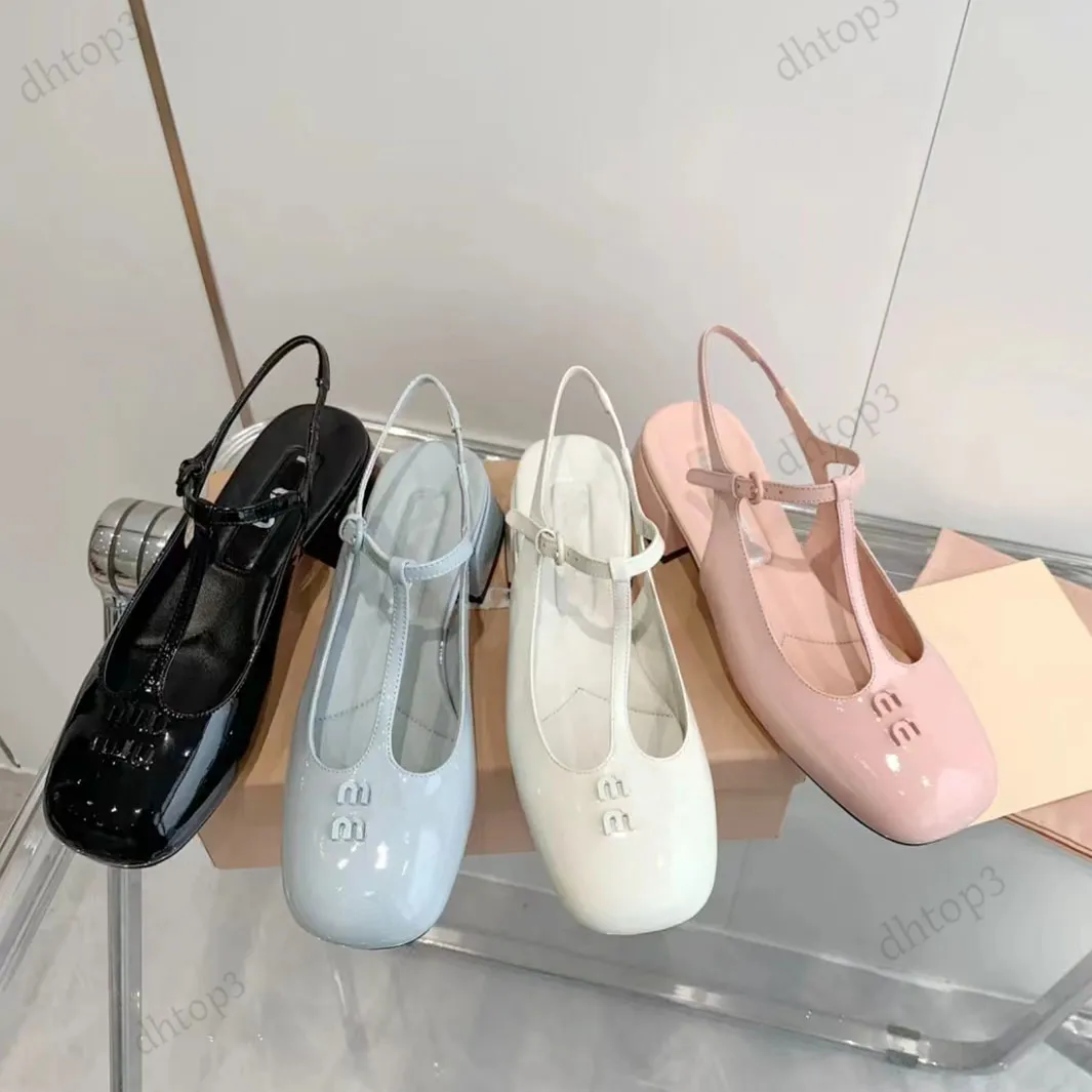 Ontwerper Mary Jane Ballet Leather Dikke Heel Fashion Sandals For Women Sweet Ladies Simple en veelzijdige Sling Back Shoe Youth Vacation