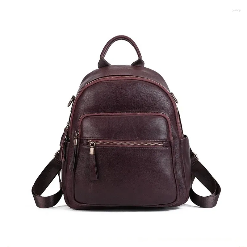 Bolsas escolares de alta qualidade vintage a4 café marrom preto grão cheio de couro genuíno de couro feminino feminino girl feminino bolsa de viagem lady m1021