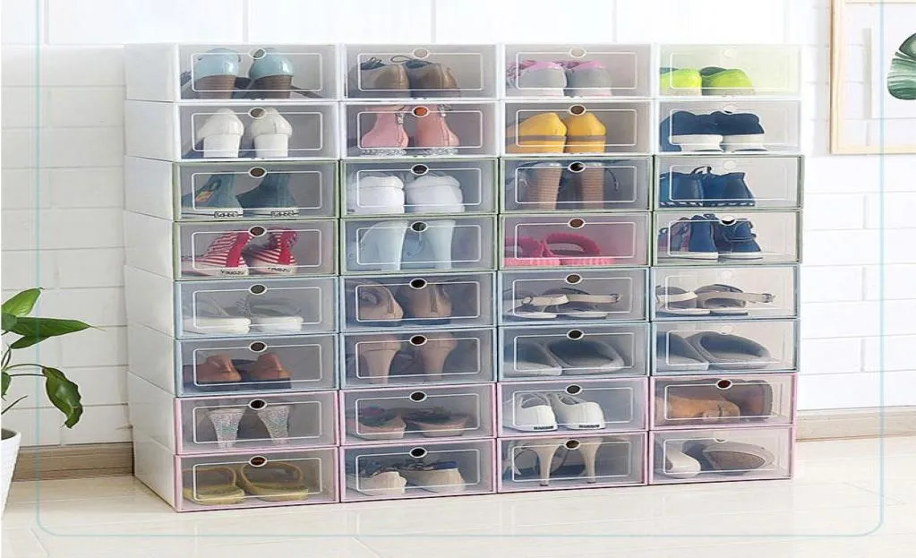 Boîtes de rangement Colons 1 pièce Boîte de chaussures Artefact Artefact Transparent Plastique Japon Dirtoir à revers A1020339