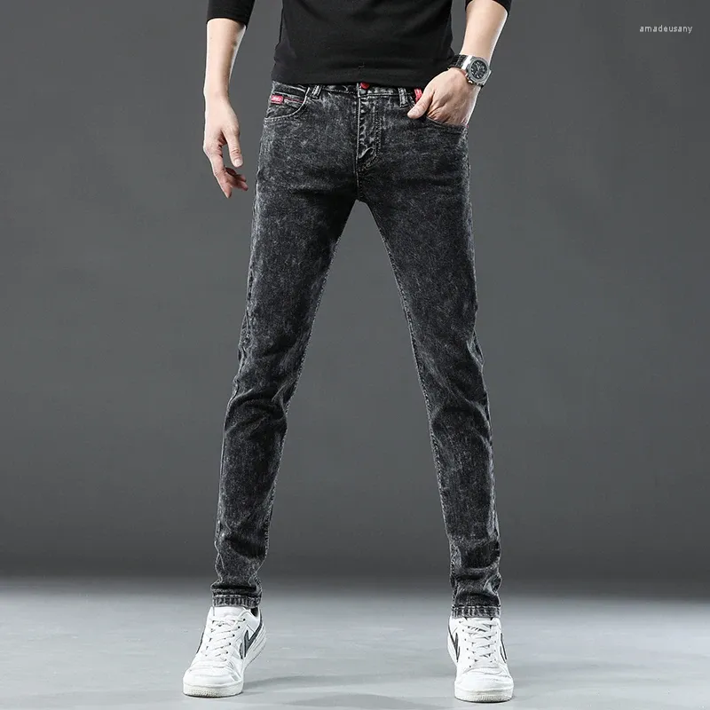 Design de marque de jeans masculin denim coréen denim noir coton bleu pantalon masculin slim fit slim quotidien pantalon décontracté cool