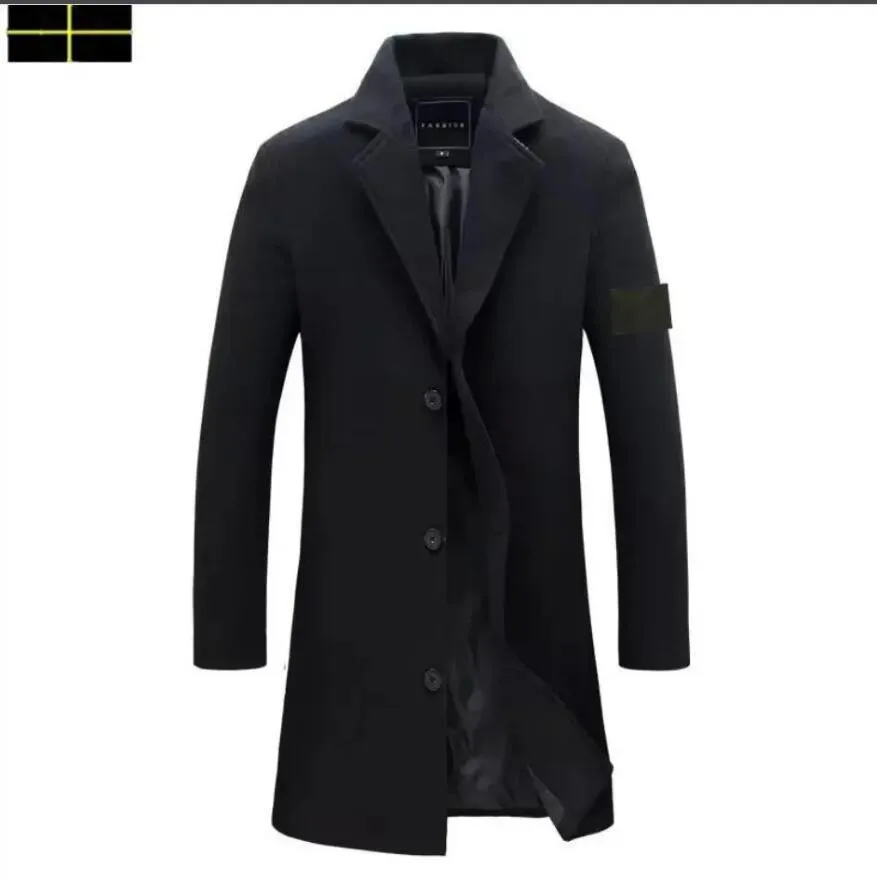 ストーンジャケットアイランドメンズトレンチコート新しい高級ブランドホットセラーファッションデザイナー高品質のクラシックメンズロングトレンチコートルーズジャケット風のプルーフコート018