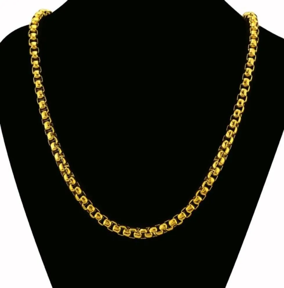 24 quot long uniceing men039s ящик цепь 18 тыс. Желто -золото, заполненное хип -хоп, ожерелье мужского подарка шириной 8 мм, подарок на день рождения 3426398