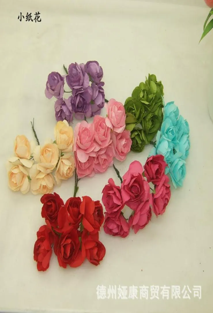 144pcs 35 cm Imitation Mulberry Paper Fleurs Fleurs bricolage artificiel Scrapbooking Rose Bouquet pour Garland Corsage Box Decoration de mariage 2376240