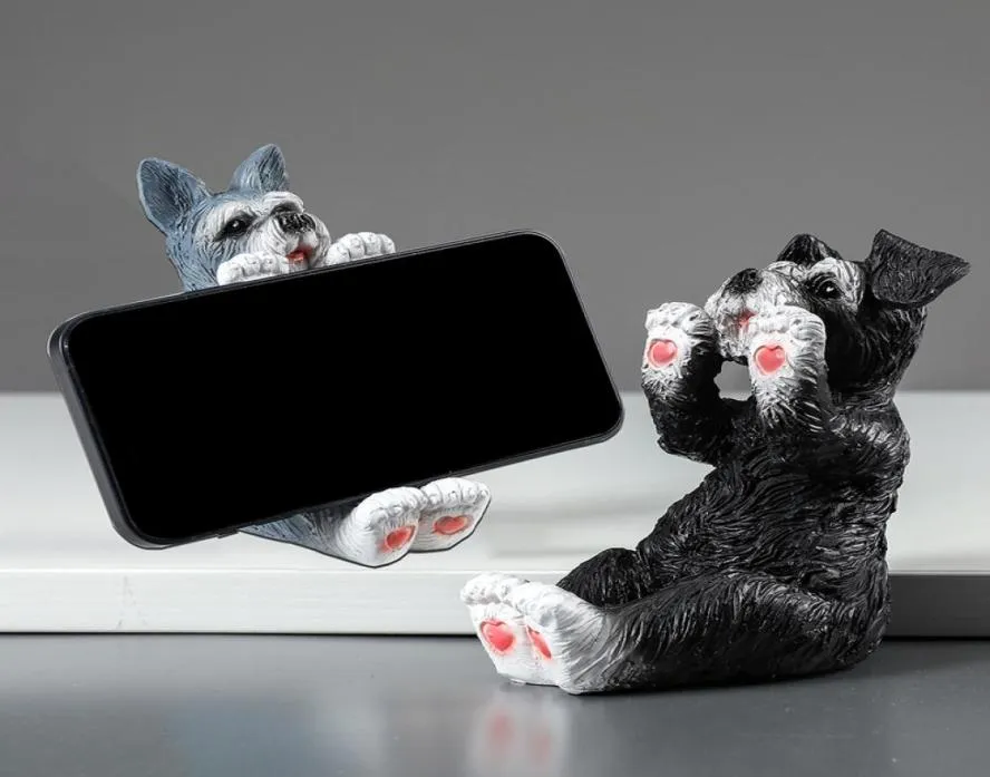 Uchwyt telefonu komórkowego Schnauzer Animal Figurines Akcesoria Akcesoria Dekoracja stolika do ozdób wnętrz do wystroju domu 26643726