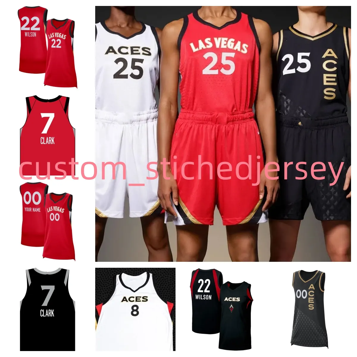 2024 Clark Jersey 22 Aja Wilson Las Woman Basketbol Vegas Aces Jersey 0 Jackie Young 10 Kelsey Plum 7 Alysha Clark 3 Candace Parker Las Vegas Basketbol