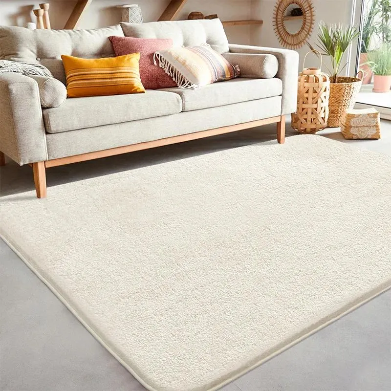 Carpets Bedroom Long Carpet Lamb Fleece Modern Simple Style Solid Color Geometric Bay Window Mat Breathable Non-slip Machine Wash Rug