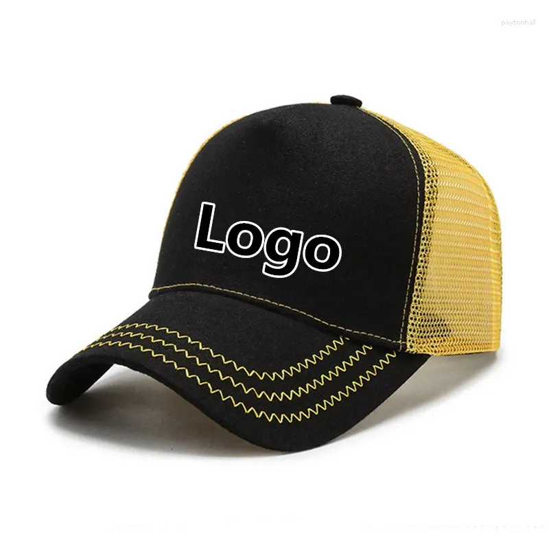 Ball Caps Custom Trucker Hat For Men Summer Mesh Sports With Logo Women 5 Panels Hollow Out Design Leisure Baseball Cap