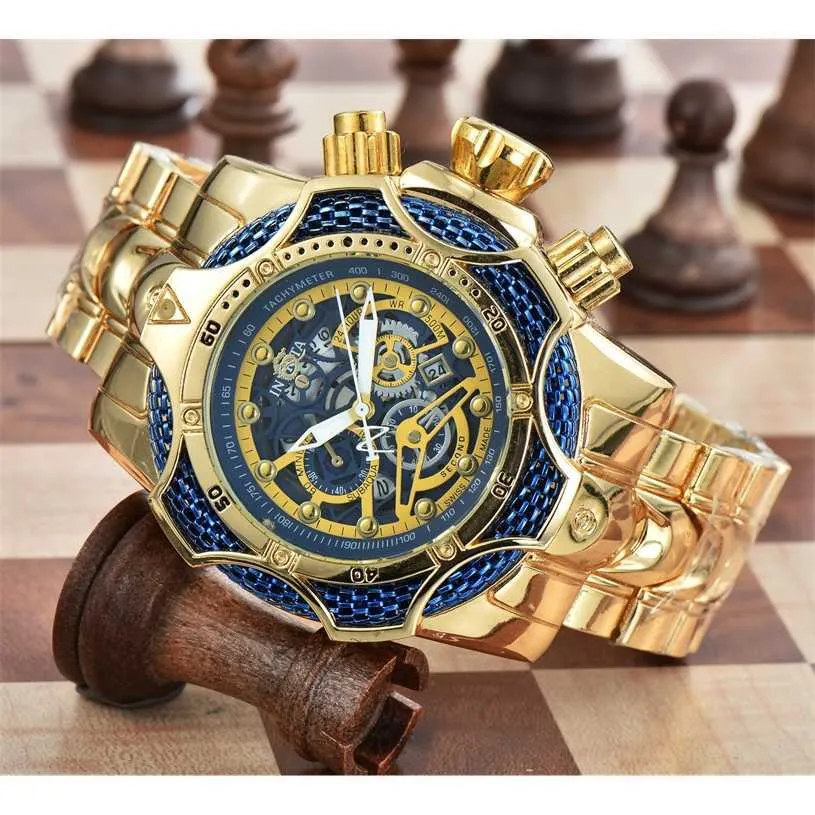Montres montres aaa 2024 invi large grand cadran quartz watch pointer circulaire or spiral couronne de couronne zwir mens montre