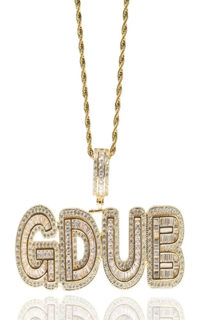 AZ Custom Name Letters Necklaces Mens Fashion Hip Hop Jewelry Large Crystal Sugar Iced Out Gold Initial Letter Pendant Necklace3192998