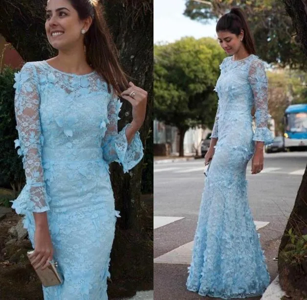 Скромные арабские вечерние платья с длинным рукавом 3d цветочное аппликация