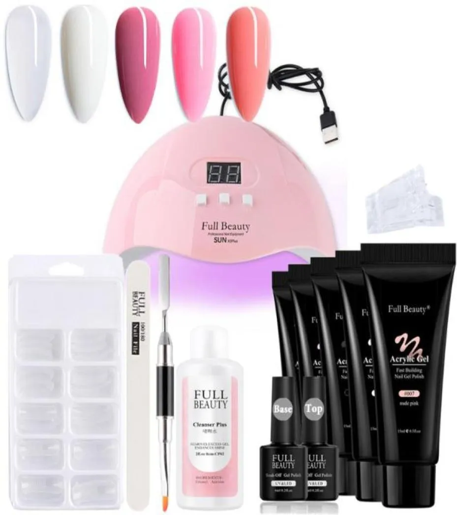 Gel de uñas 13pcs establecido para construir un kit de extensión acrílica con lámpara de manicura rayada rápida Formas superiores GL18639748203