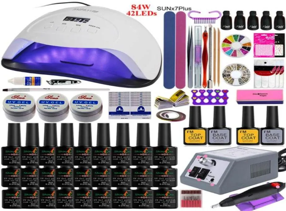 Kit per unghie acrilico Super Manicure con lampada per chiodo da 8454 W Macchina per manicure 101827 PCS Strumenti per set artistici in gel Kit9840543