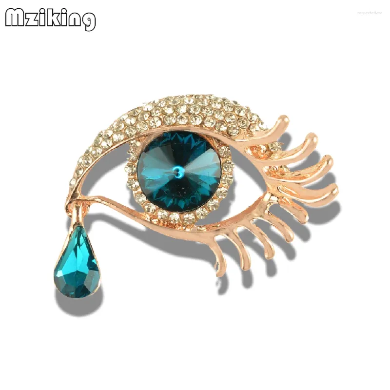 Brooches MZC Delicate Blue Crystal Eyes Pins Chic Eyelash Rhinestones Brosche For Women Corsage Lapel Mujer Brosh