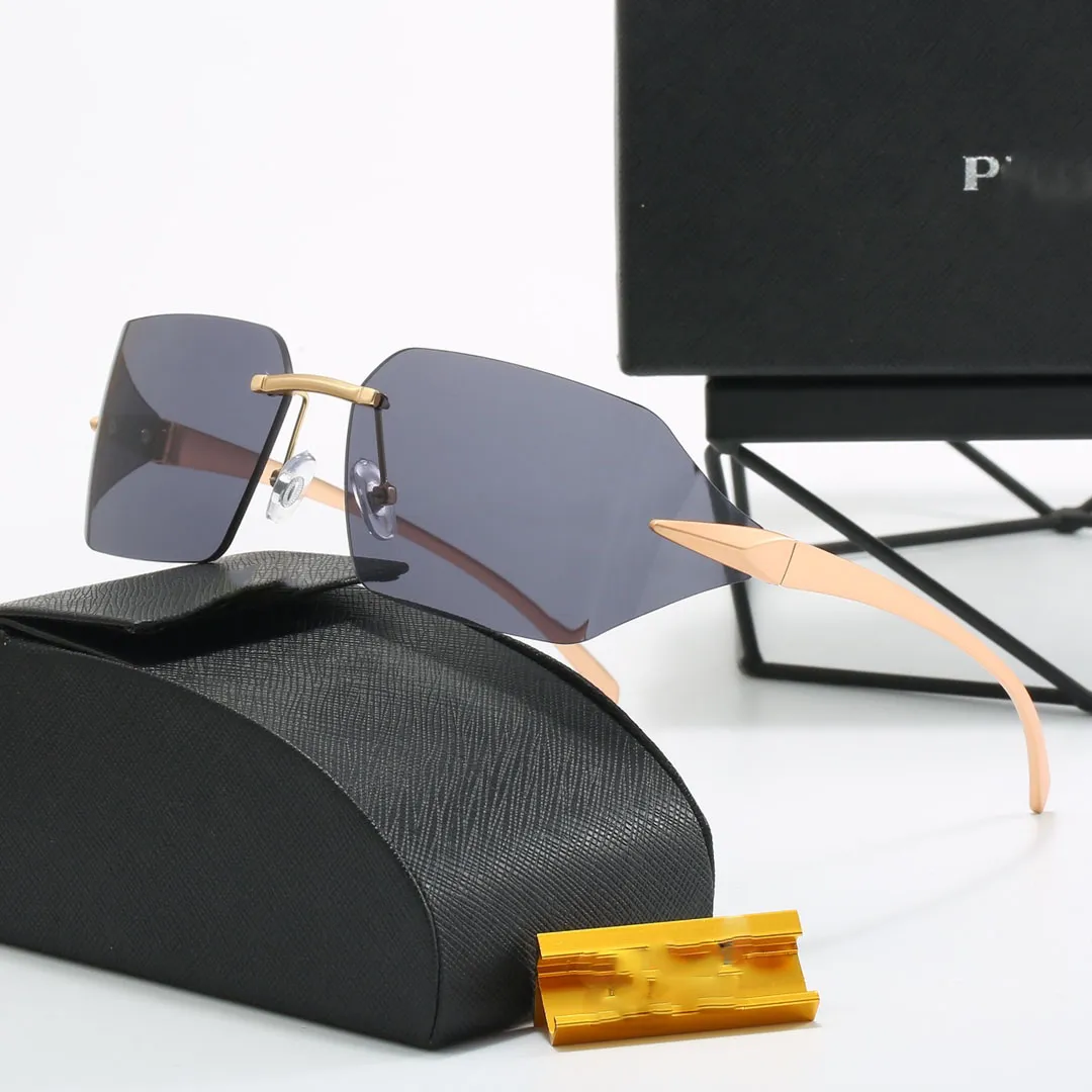 Lätt lyxiga solglasögon Klassiska varumärkesgränsfria solglasögon för kvinnor och män Polariserade solglasögon utomhusresor och körglasögon UV400 PC -linslegeringsmaterial
