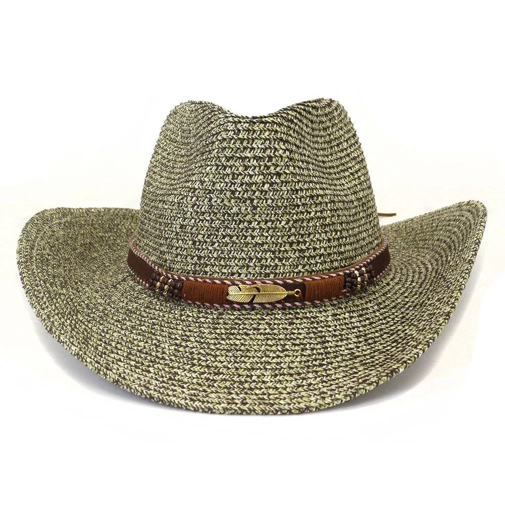 Breda brimhattar Western St Cowboy for Women Men Summer Beach Panama Cowgirl Cap Sun Protection Top Hat Sombreros de Mujer Drop Delivery Otecl