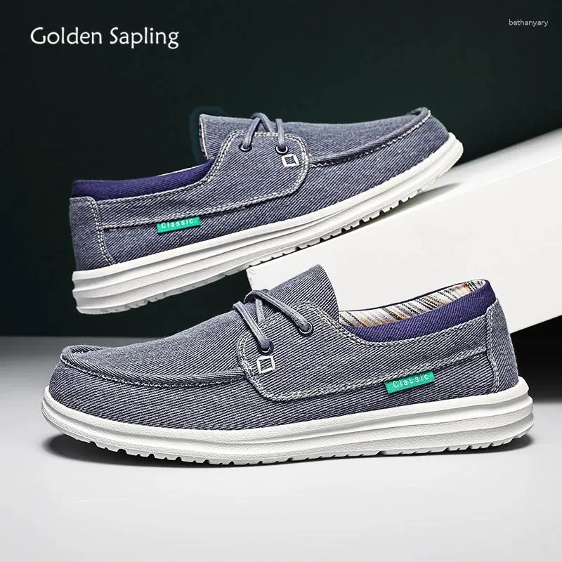 Casual Shoes Golden Sapling Canvas Men Retro Loafers Lightweight Flats Leisure Footwear Mane Summer Moccasin Men's Business Shoe