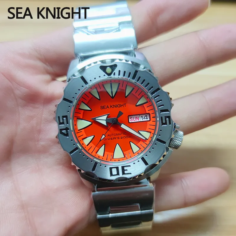 Sea Knight Monster V2 Mens Diver Watch Sapphire 200m Waterproof Orange Dial Stainless Steel NH36 Automatic Mechanical Black Wristwatch From Glamor jewelry858 64.75 DHgate.Com