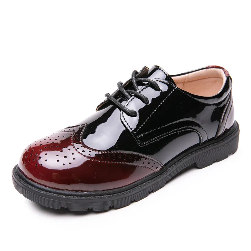 Jungen Lederschuhe Kinder schwarzer englischer Stil Innerer Big Middle Children Student Show Shoes Schuhe