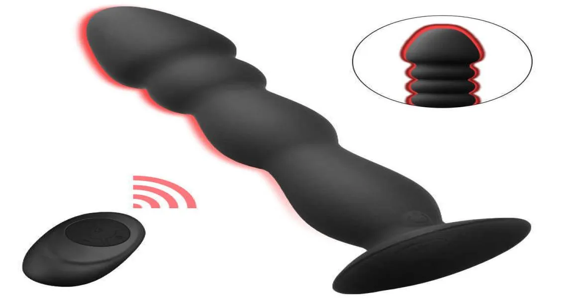 Vibrante Butt Plug 10m Control remoto inalámbrico Vibrador masculino para gays 10 velocidades juguetes de sexo anal vibrativo Masaje de próstata Anus Y201375706