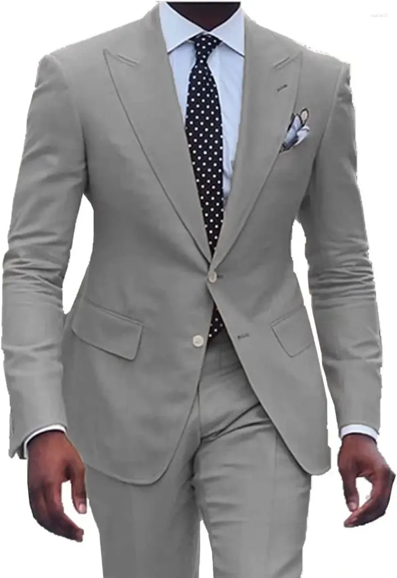 Herrenanzüge Casual 2 -Stück Single Breaceed Jackethose Grey Hochzeit Prom Tuxedos für Männer (Jackehose) 2024