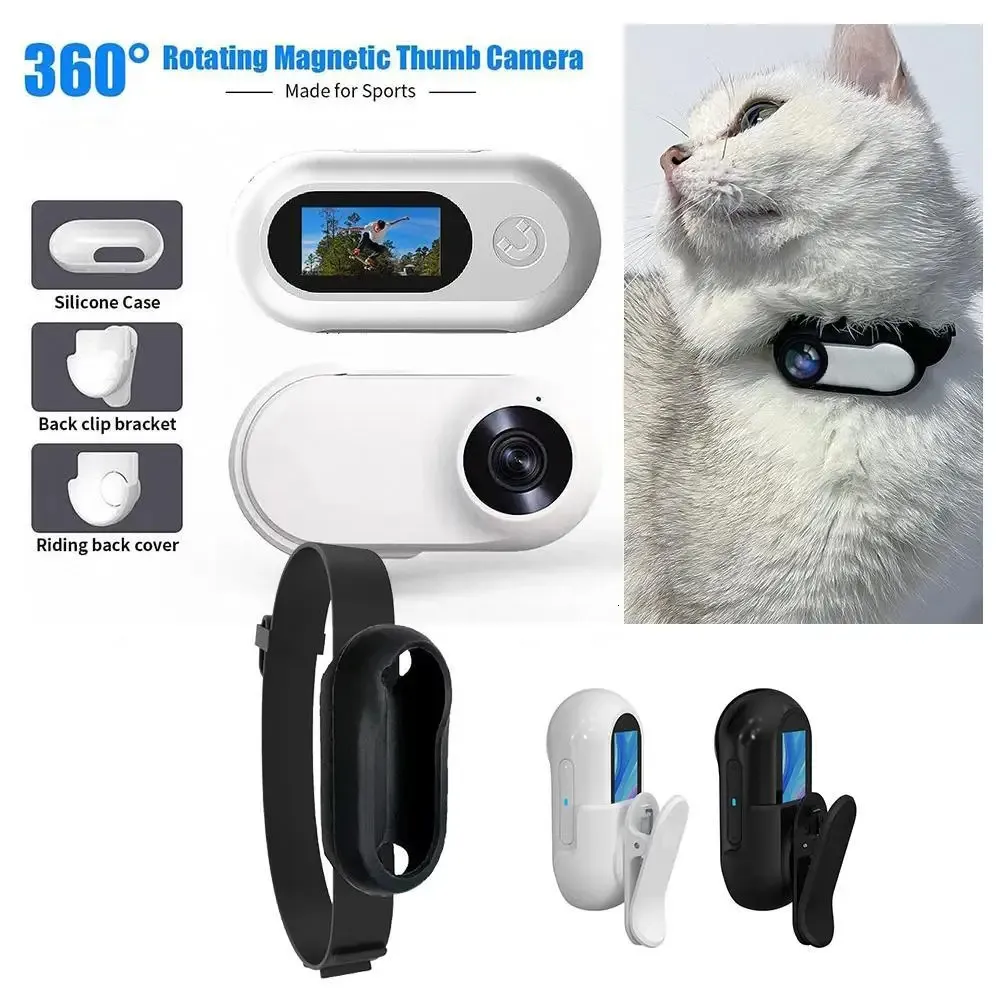 Cat Collar Camera For Pet Cameras Monitors With 170 Wide Angle Lens Mini Portable Stable Sport Action Body Camera With Video 240418