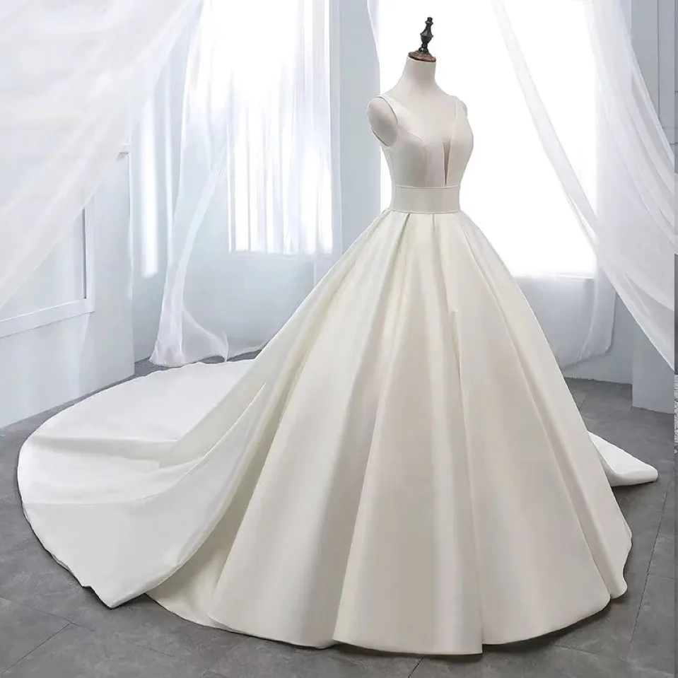 Abiti da sposa in raso avorio abiti da sposa di alta qualità da sposa da sposa da sposa indossare un nuovo arrivo autunno inverno 344s