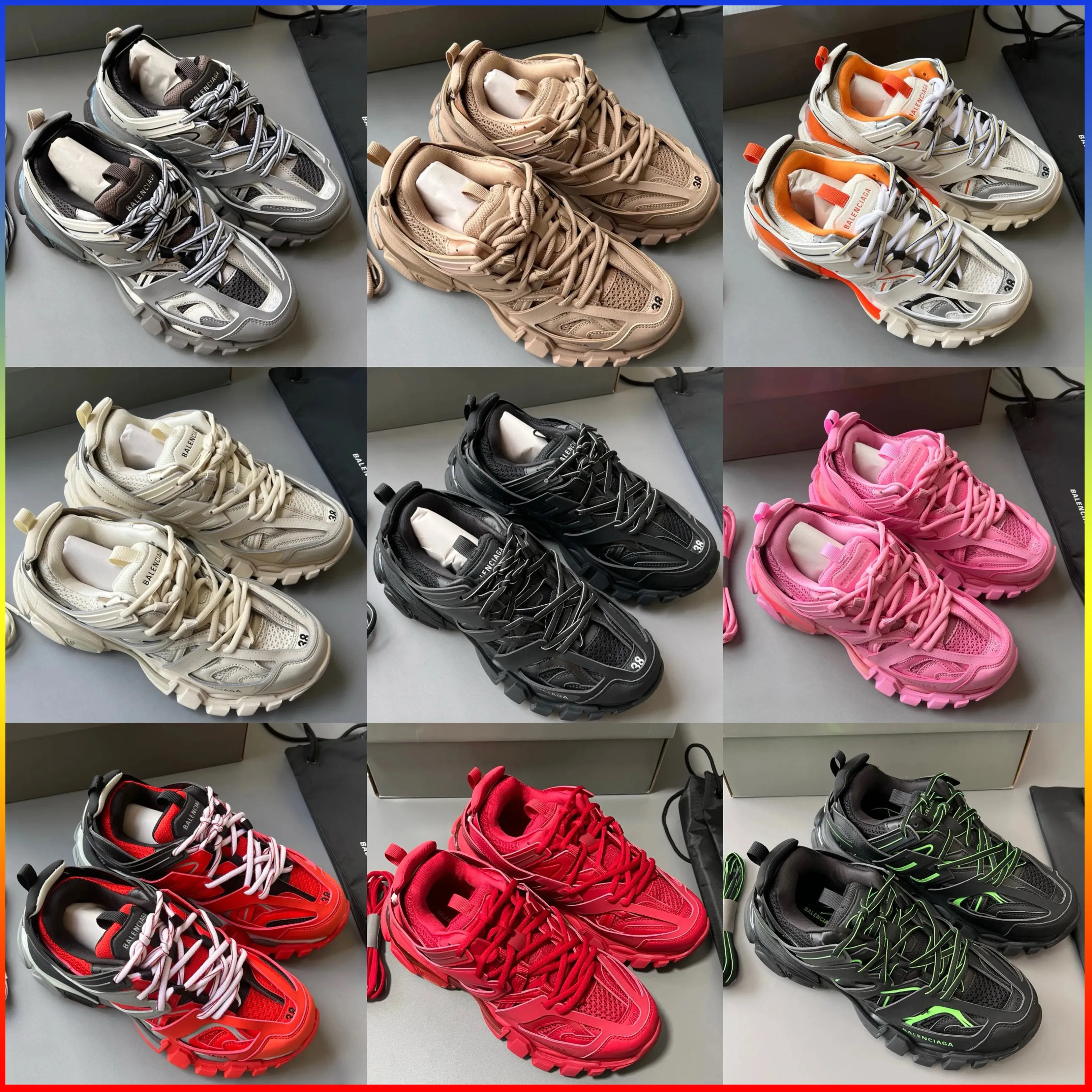 Top -Designer -Marke Männer Frauen Track 3 3.0 lässige Leder -Sneaker Nylondruckplattform Schuhe Top -Qualität mit Boxschuhen für Männer Damen AAAAA Schuh 2024 Heiße Nachrichten