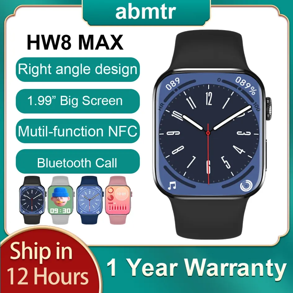 Bekijkt 2022 NIEUW HW8 MAX Smartwatch Men 1.99 "Volledig scherm 45 mm NFC + NIEUWE Toegevoegde stroombesparing Modus Dames Smart Watch PK DT100 W37 W27 HW22