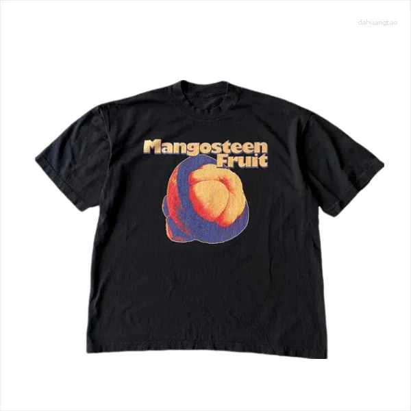 レディースTシャツY2Kサマークラシックフルーツと竹プリントホワイトラウンドネックピュアコットンTシャツカップル韓国ファッションエディション