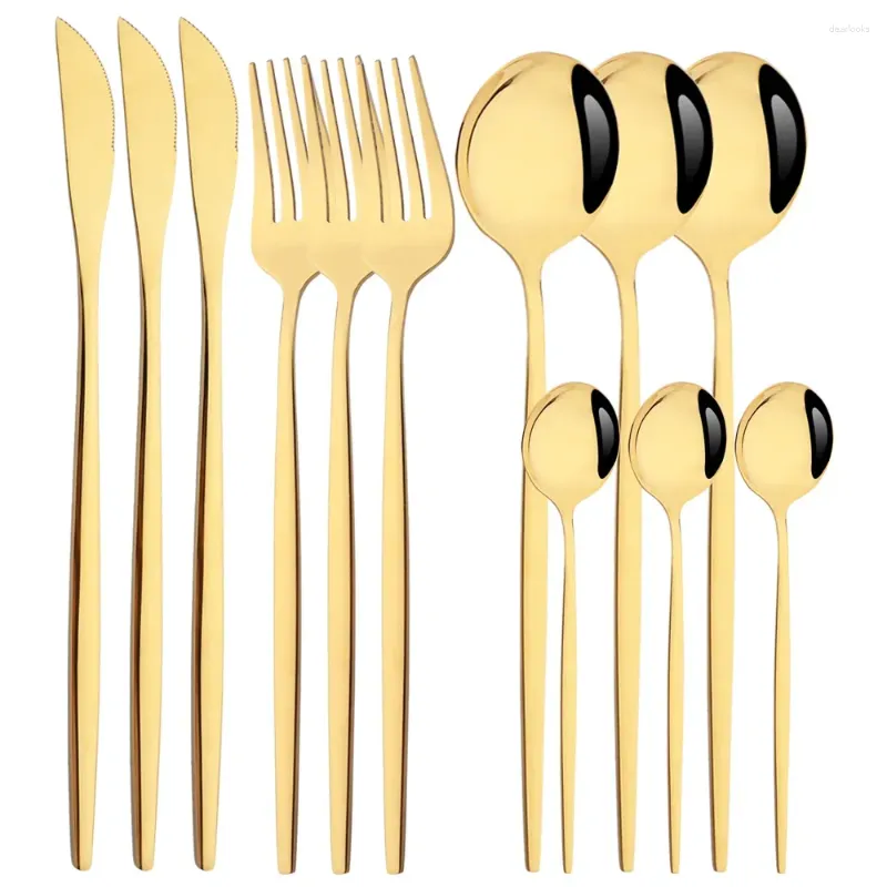 Utensílios de jantar conjuntos de talheres de 12pcs de 12pcs