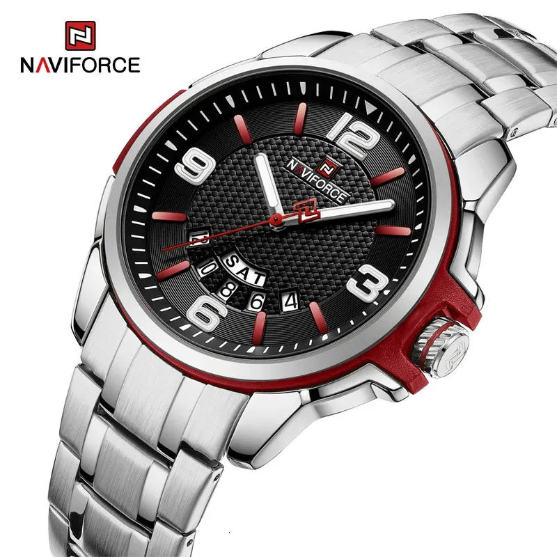 Naviforce Brand Casual Herren Quartz Watch Edelstahlgürtel Business Armbanduhren Waterdes Luminous Clock Relogio 240428