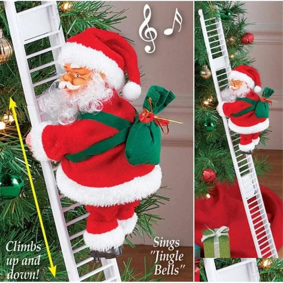 Decorazioni natalizie Claus Electric Climbing Santa Ladder Doll Decoration P giocattolo per festa di Natale Giordino Dlenge Drop Delivery Delivery Dhg4v DHG4V