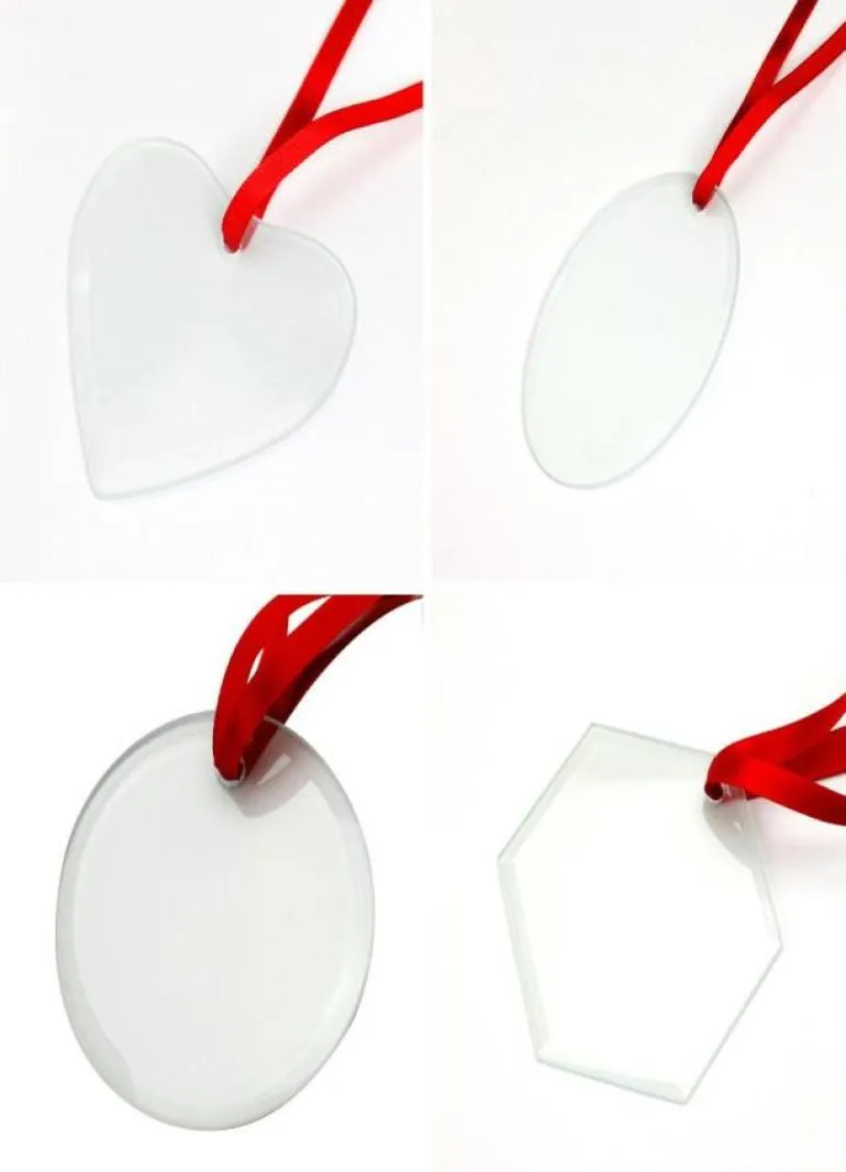 Sublimation Blanks Glass Pendant Christmas Ornaments 35inch Single Side Thermal Transfer Ornament Festival Decore Customized Diy 8187245