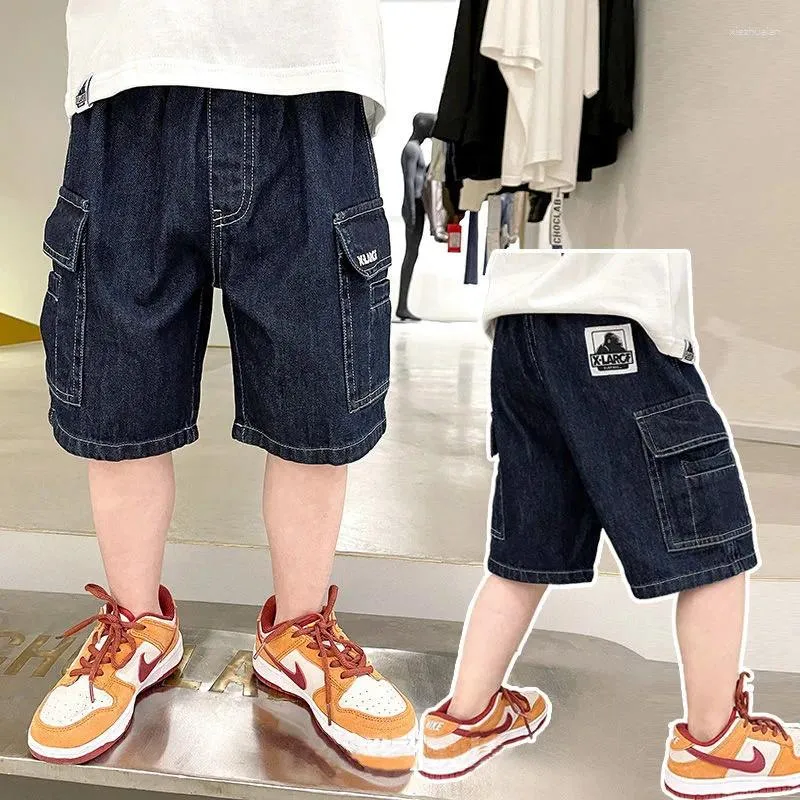 Шорты для мальчиков из брюк летние стройные мальчики джинсы средней брюки Средние пять очков на ношение детских брюк 90-160 см.