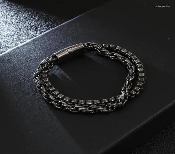 Link Chain Man Jewlery Bracelets Store 220 11mm Stainless Steel Retro Black Double Layer Bracelet Men JB119218KFC4789007