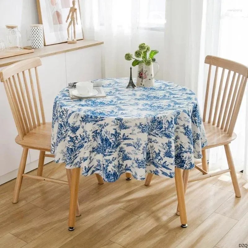 Tkanina stołowa 150 cm bawełniana bawełniana geometryczna obrus zmywalna jadalnia etniczna bohemijska mała okrągła dekoracja kawy